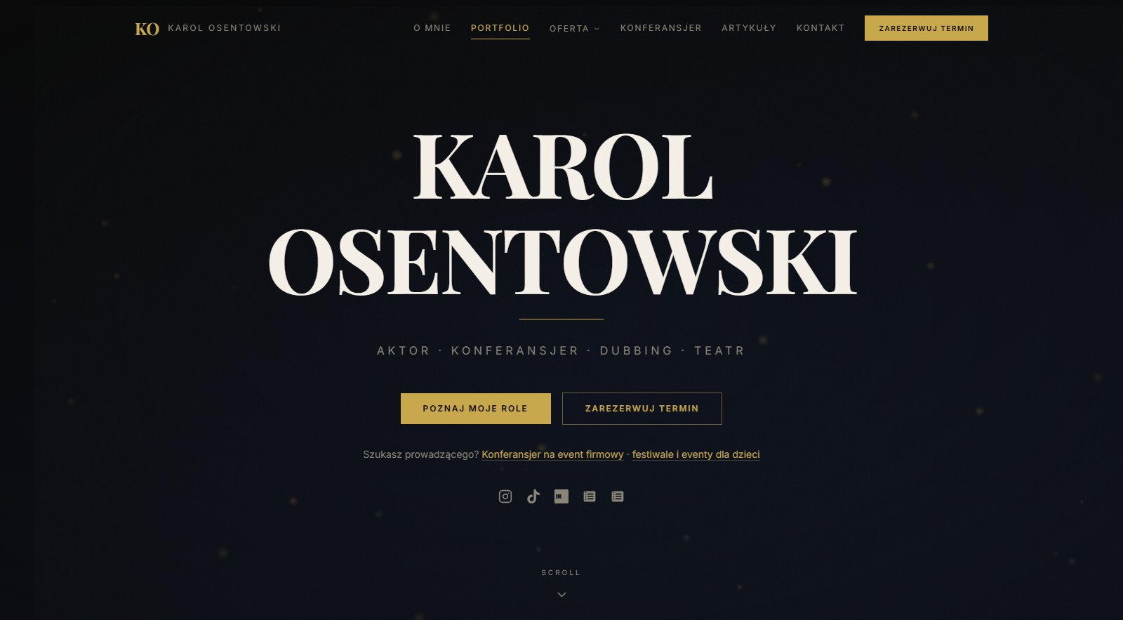 Karol Osentowski: website of an actor, host and voice actor